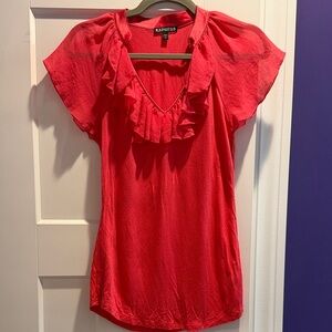 Express Women's Pink Ruffle Top